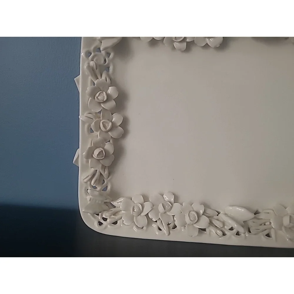 Rosalie Peppertree Tabletops Fine Porcelain Ivory Floral Platter Roses Butterfly
